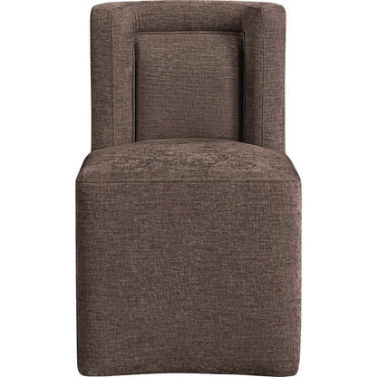 Duvina Brown Chenille Performance Fabric Upholstered Dining Chair
