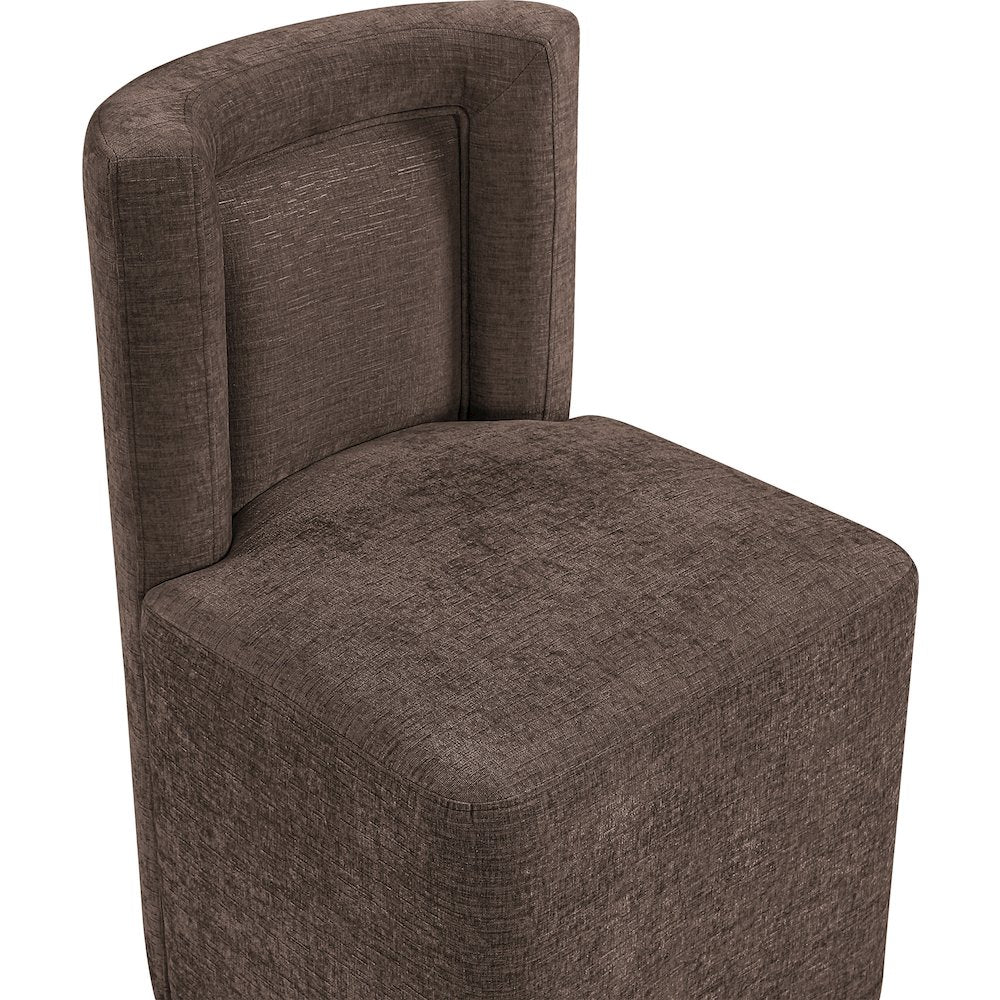 Duvina Brown Chenille Performance Fabric Upholstered Dining Chair