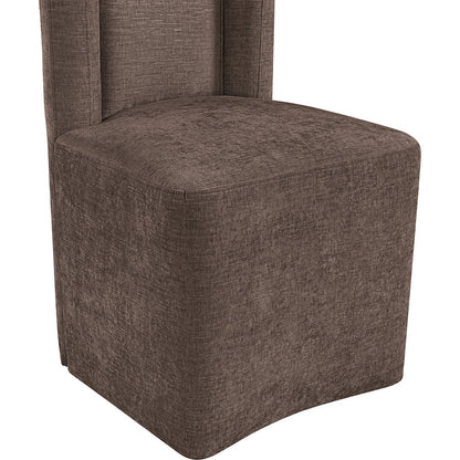 Duvina Brown Chenille Performance Fabric Upholstered Dining Chair