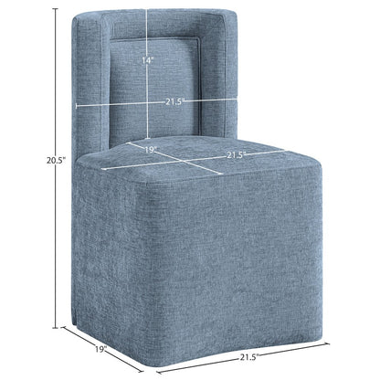 Duvina Light Blue Chenille Performance Fabric Upholstered Dining Chair