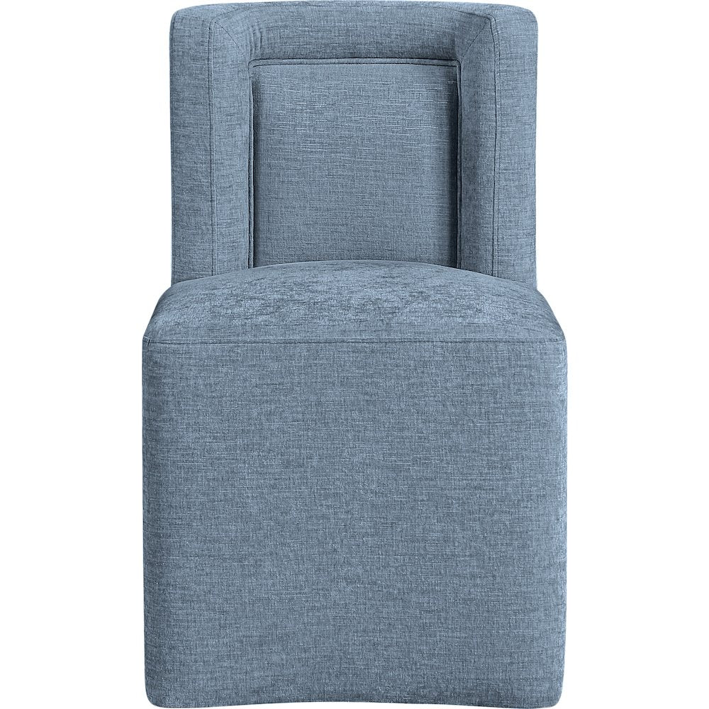 Duvina Light Blue Chenille Performance Fabric Upholstered Dining Chair