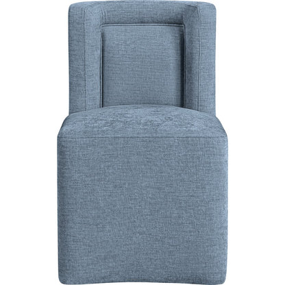 Duvina Light Blue Chenille Performance Fabric Upholstered Dining Chair