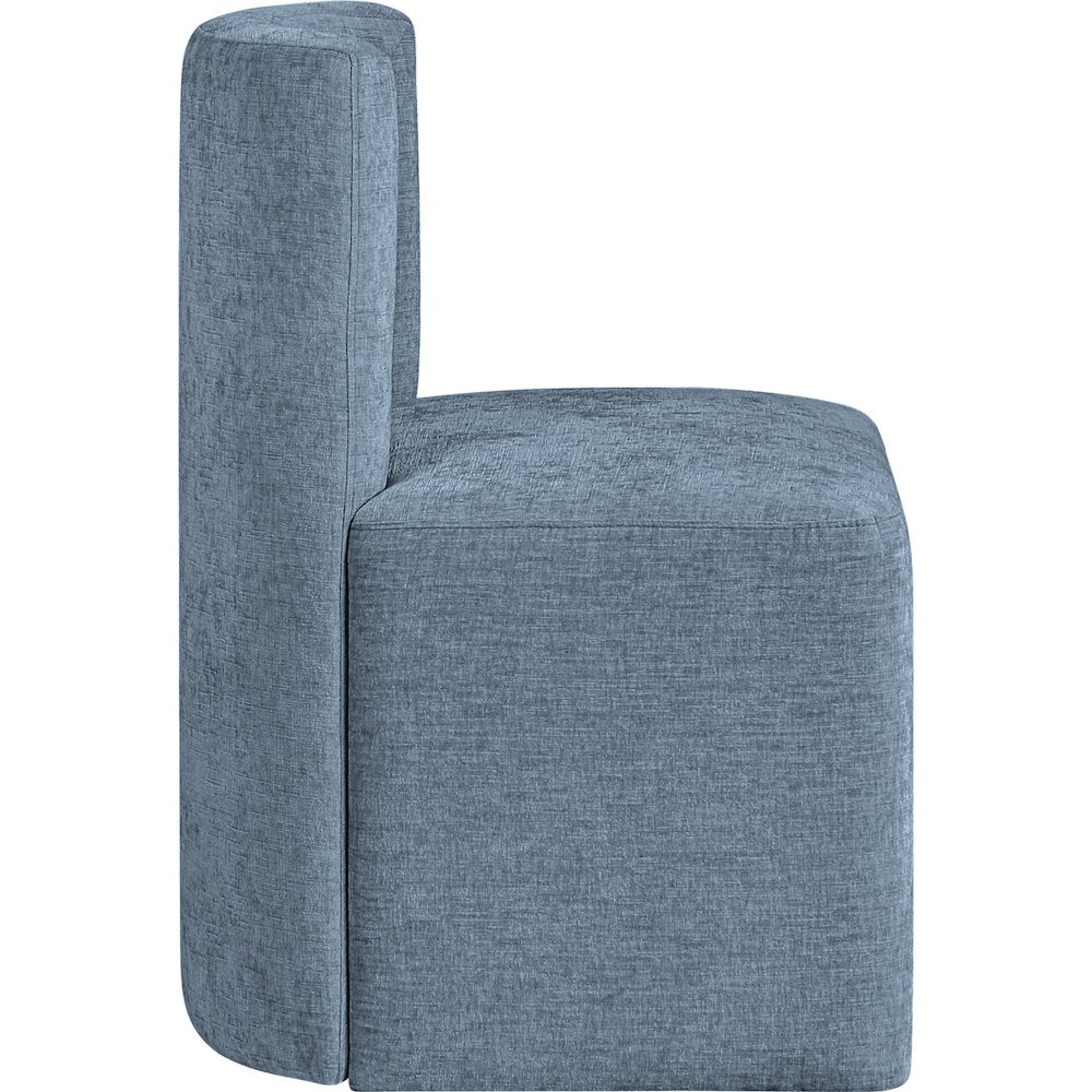 Duvina Light Blue Chenille Performance Fabric Upholstered Dining Chair