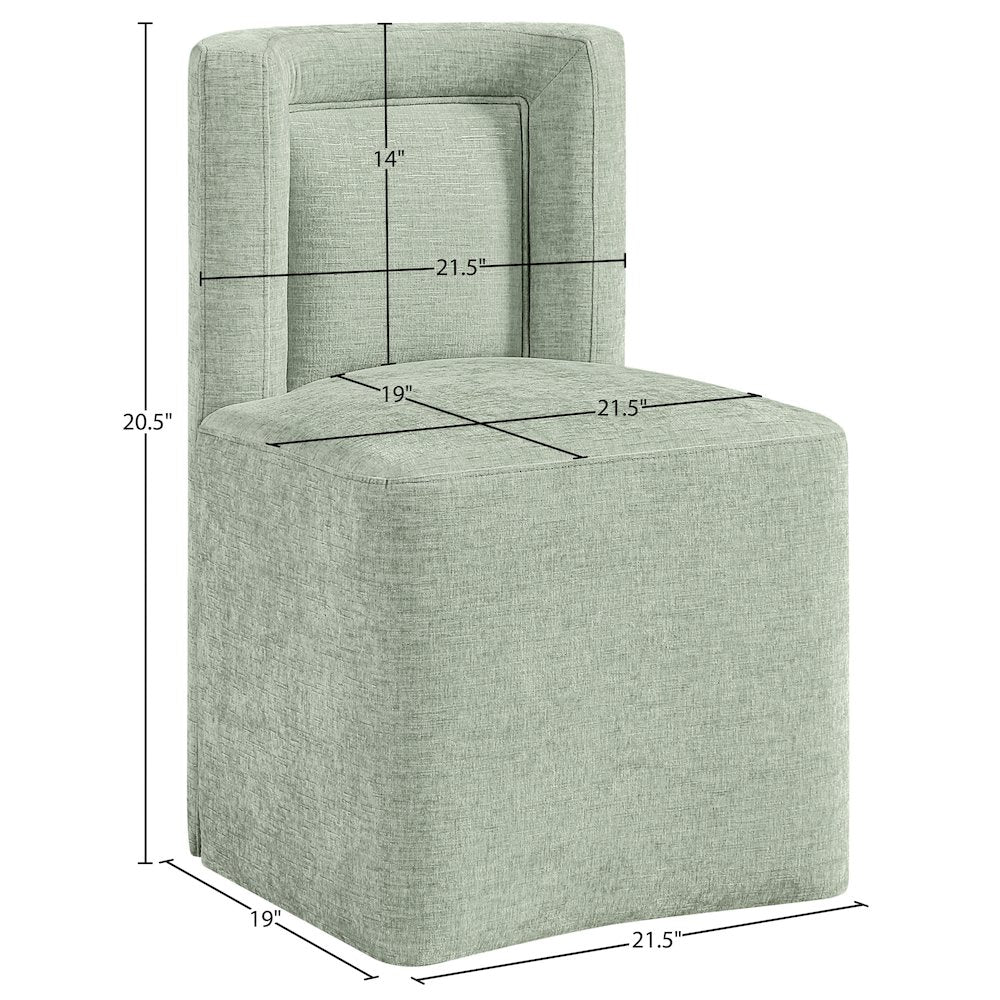 Duvina Mint Chenille Performance Fabric Upholstered Dining Chair