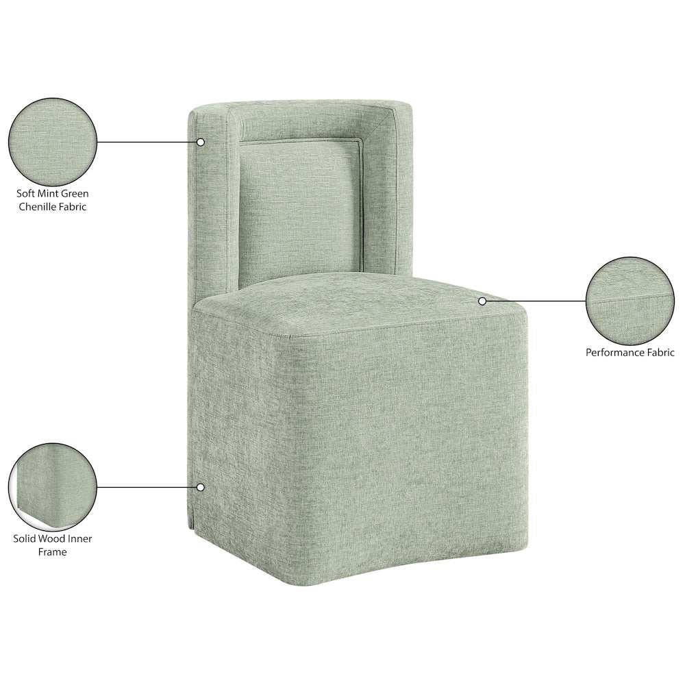 Duvina Mint Chenille Performance Fabric Upholstered Dining Chair