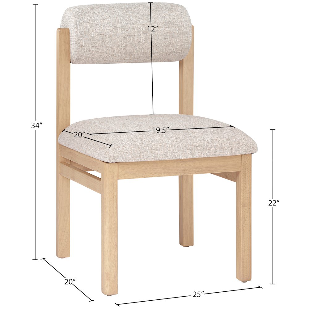 Roundhill Beige Linen Textured Fabric Upholstered Dining Chair, Set of 2