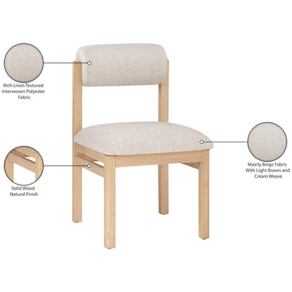 Roundhill Beige Linen Textured Fabric Upholstered Dining Chair, Set of 2