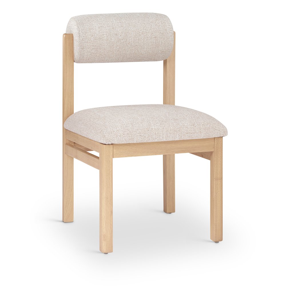 Roundhill Beige Linen Textured Fabric Upholstered Dining Chair, Set of 2