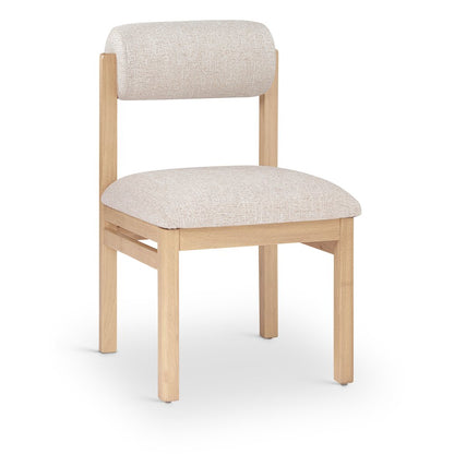 Roundhill Beige Linen Textured Fabric Upholstered Dining Chair, Set of 2