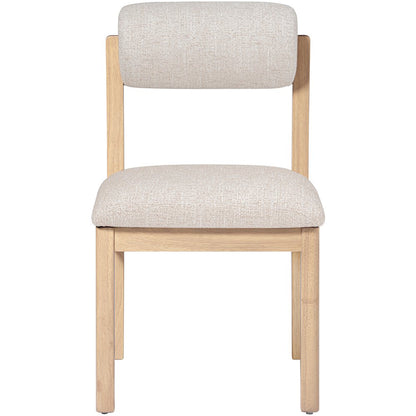Roundhill Beige Linen Textured Fabric Upholstered Dining Chair, Set of 2