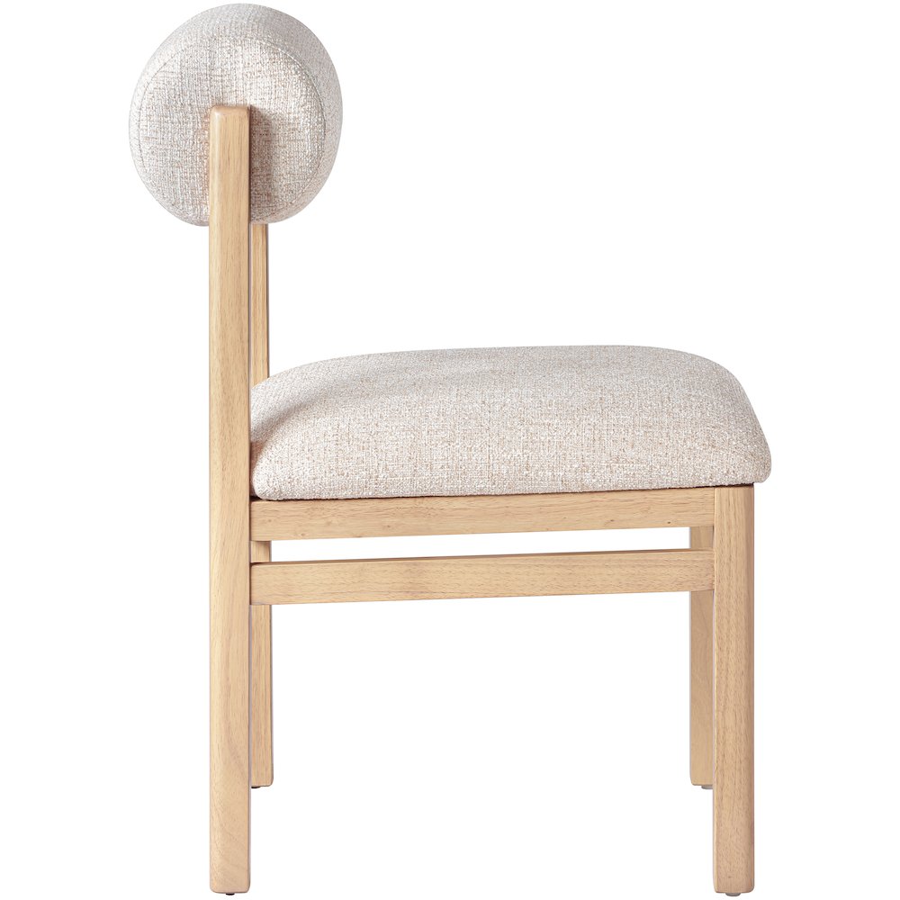 Roundhill Beige Linen Textured Fabric Upholstered Dining Chair, Set of 2