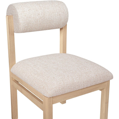 Roundhill Beige Linen Textured Fabric Upholstered Dining Chair, Set of 2