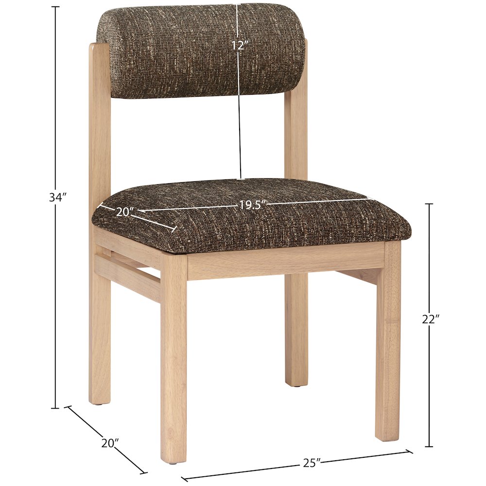Roundhill Brown Linen Textured Fabric Upholstered Dining Chair, Set of 2