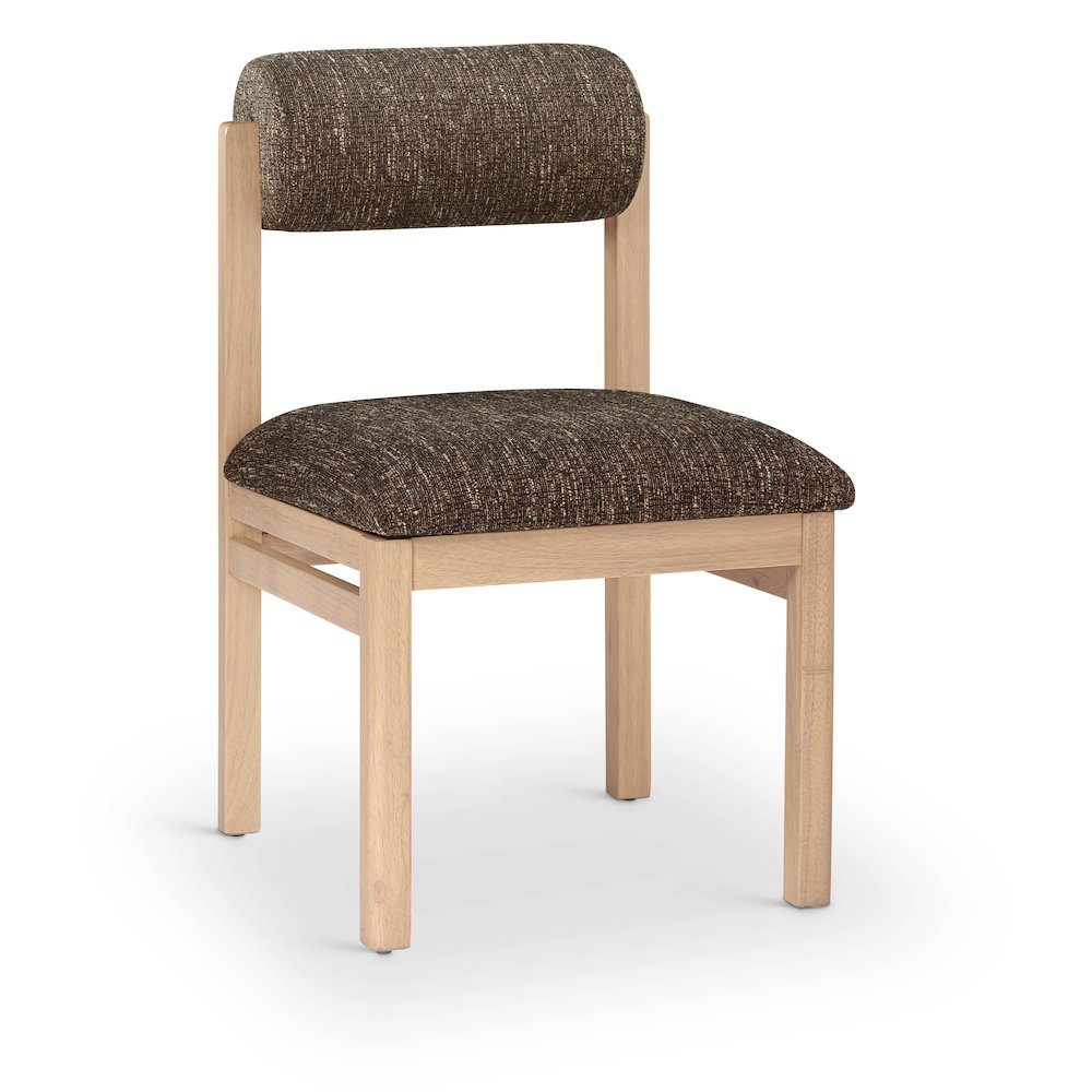Roundhill Brown Linen Textured Fabric Upholstered Dining Chair, Set of 2
