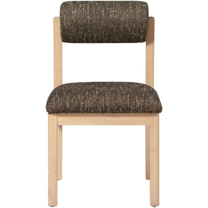 Roundhill Brown Linen Textured Fabric Upholstered Dining Chair, Set of 2