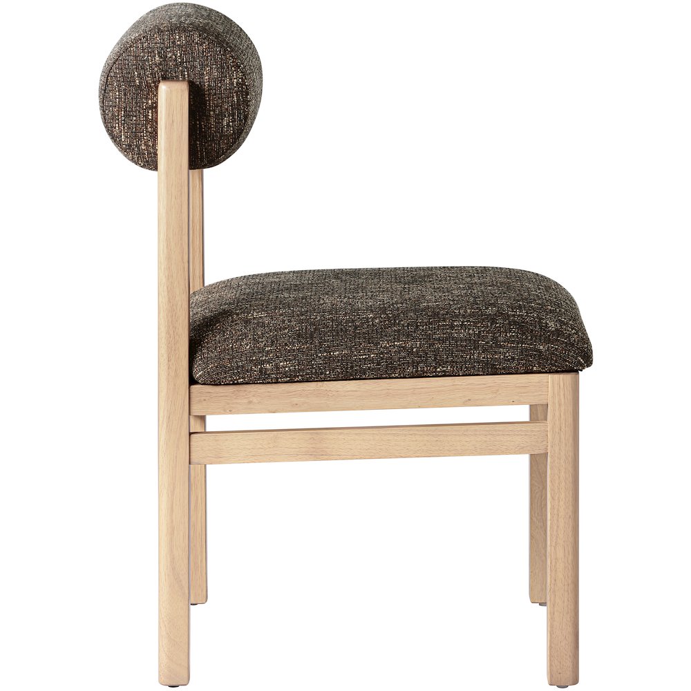Roundhill Brown Linen Textured Fabric Upholstered Dining Chair, Set of 2