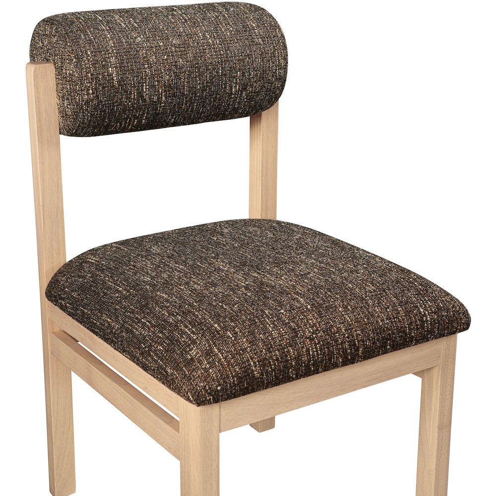 Roundhill Brown Linen Textured Fabric Upholstered Dining Chair, Set of 2