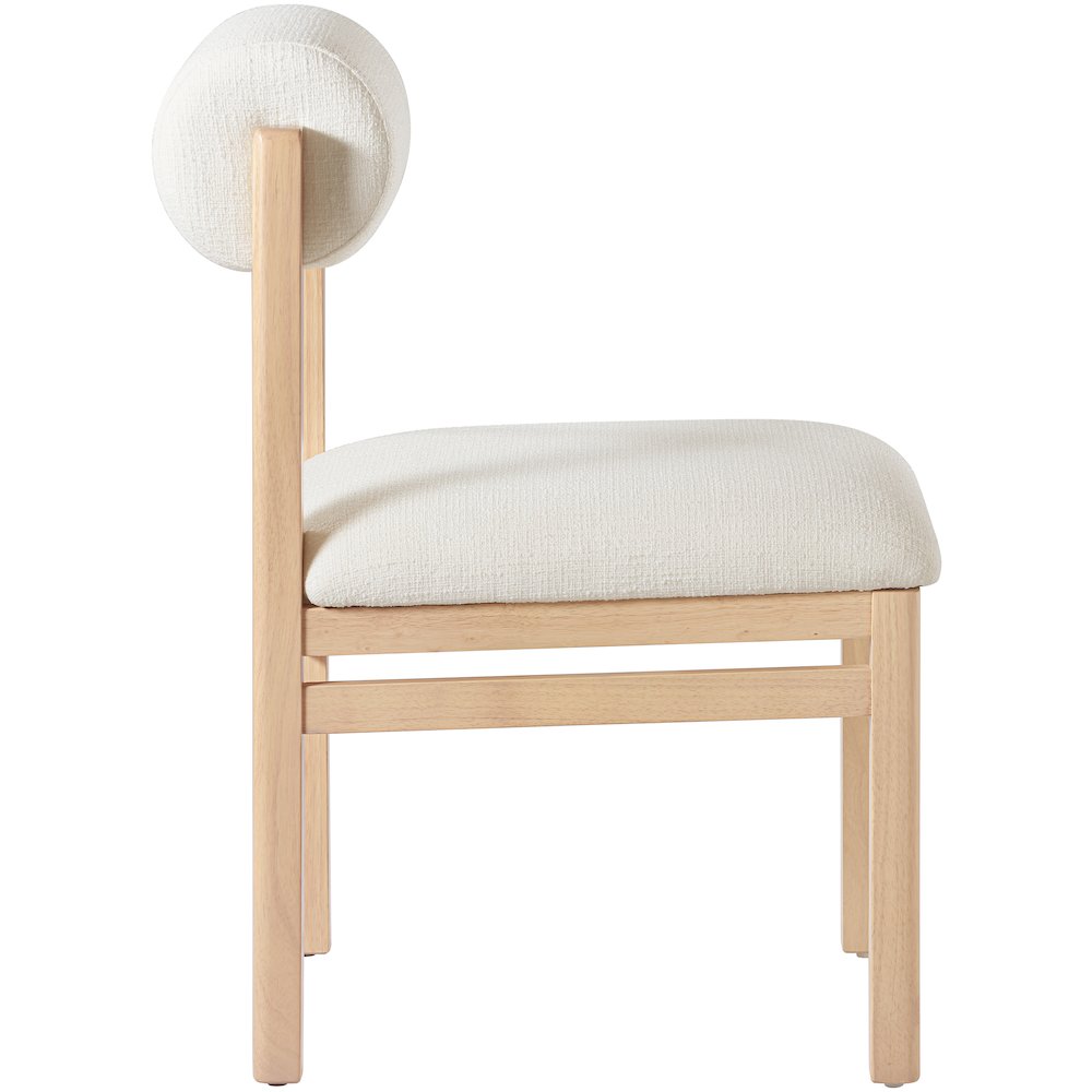 Roundhill Cream Linen Textured Fabric Upholstered Dining Chair, Set of 2