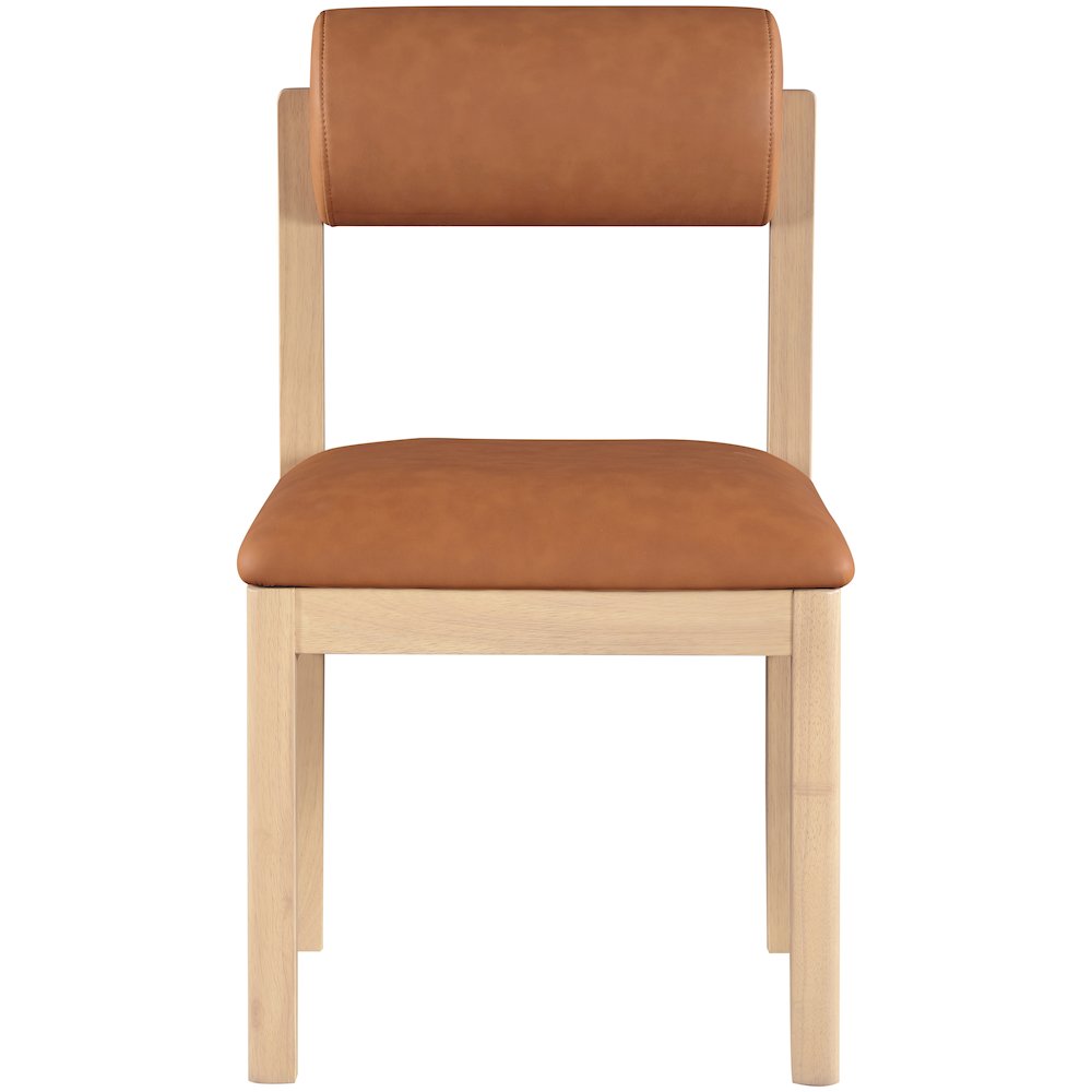 Roundhill Cognac Vegan Leather Upholstered Dining Chair, Set of 2