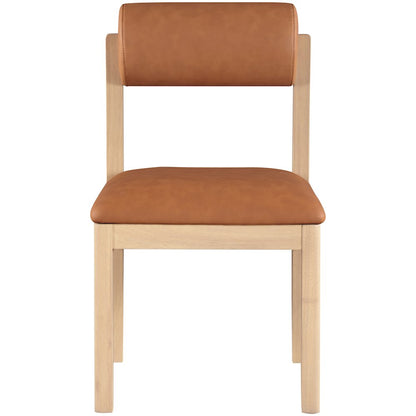 Roundhill Cognac Vegan Leather Upholstered Dining Chair, Set of 2