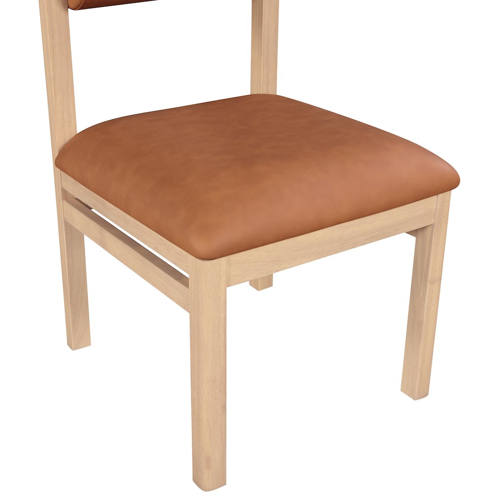 Roundhill Cognac Vegan Leather Upholstered Dining Chair, Set of 2