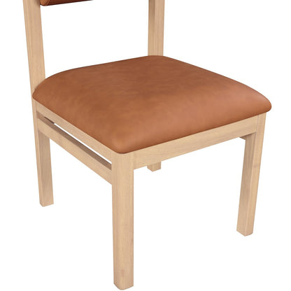 Roundhill Cognac Vegan Leather Upholstered Dining Chair, Set of 2