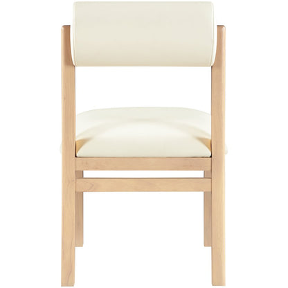 Roundhill Cream Vegan Leather Upholstered Dining Chair, Set of 2