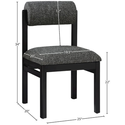 Roundhill Black Linen Textured Fabric Upholstered Dining Chair, Set of 2