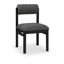 Roundhill Black Linen Textured Fabric Upholstered Dining Chair, Set of 2
