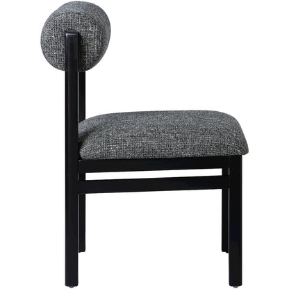 Roundhill Black Linen Textured Fabric Upholstered Dining Chair, Set of 2