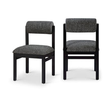 Roundhill Black Linen Textured Fabric Upholstered Dining Chair, Set of 2