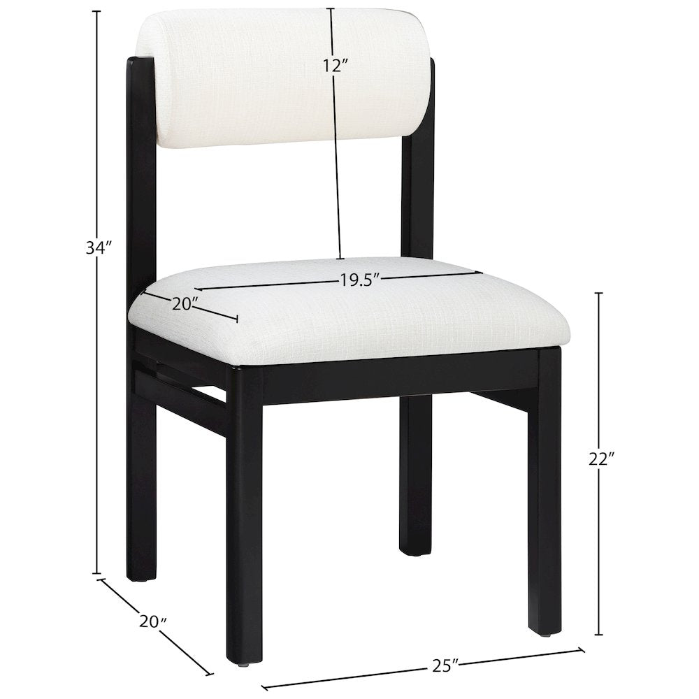 Roundhill Cream Linen Textured Fabric Upholstered Dining Chair, Set of 2