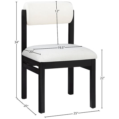 Roundhill Cream Linen Textured Fabric Upholstered Dining Chair, Set of 2