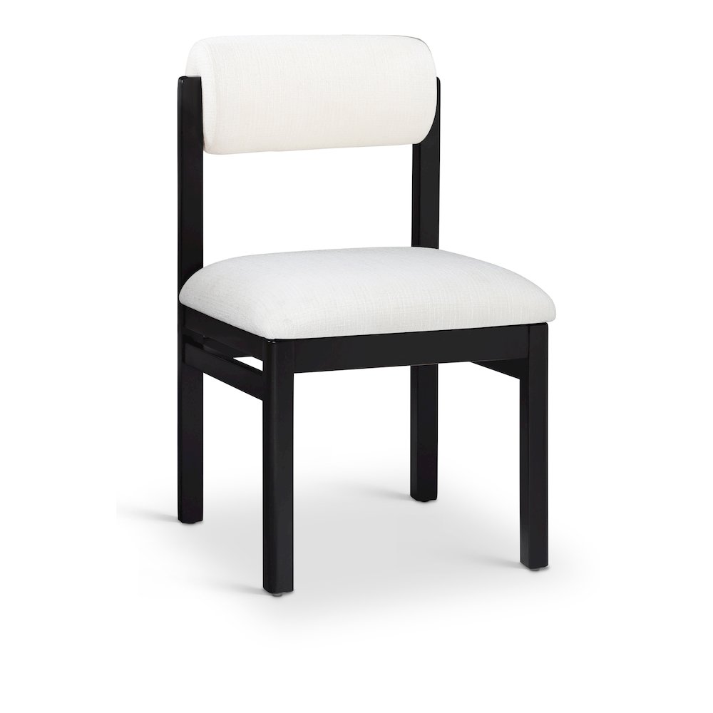 Roundhill Cream Linen Textured Fabric Upholstered Dining Chair, Set of 2