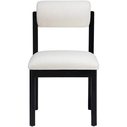 Roundhill Cream Linen Textured Fabric Upholstered Dining Chair, Set of 2