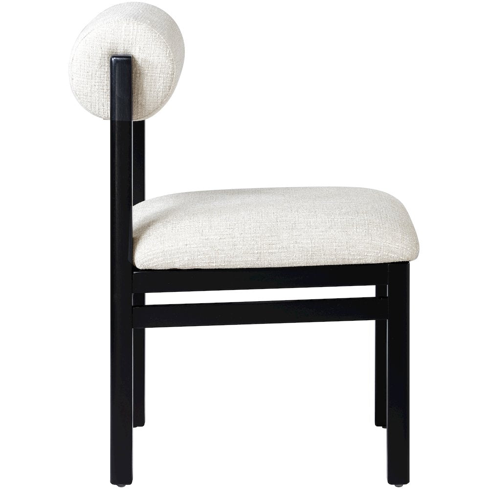Roundhill Cream Linen Textured Fabric Upholstered Dining Chair, Set of 2