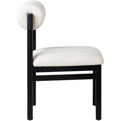Roundhill Cream Linen Textured Fabric Upholstered Dining Chair, Set of 2