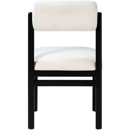 Roundhill Cream Linen Textured Fabric Upholstered Dining Chair, Set of 2