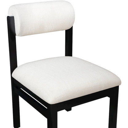 Roundhill Cream Linen Textured Fabric Upholstered Dining Chair, Set of 2