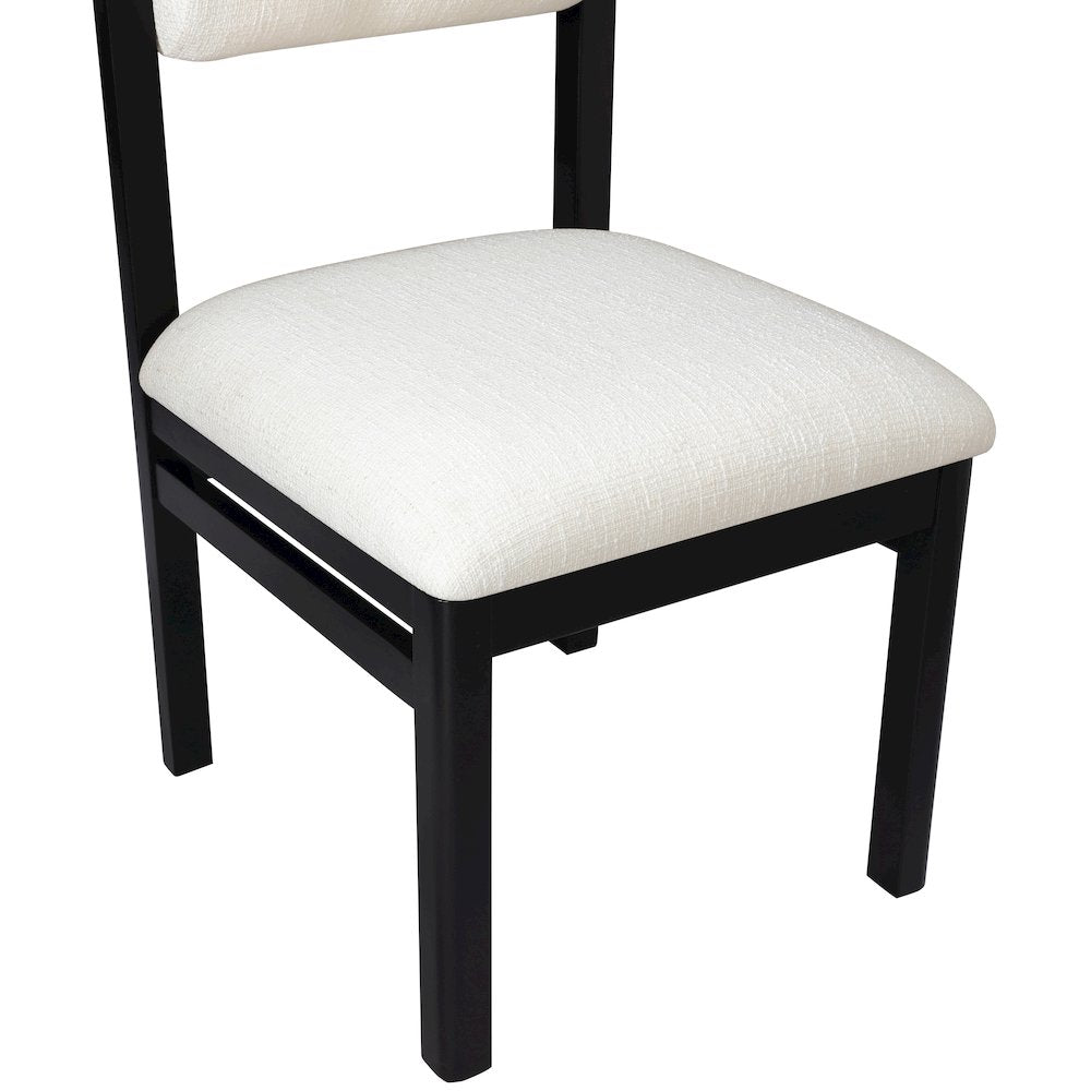 Roundhill Cream Linen Textured Fabric Upholstered Dining Chair, Set of 2
