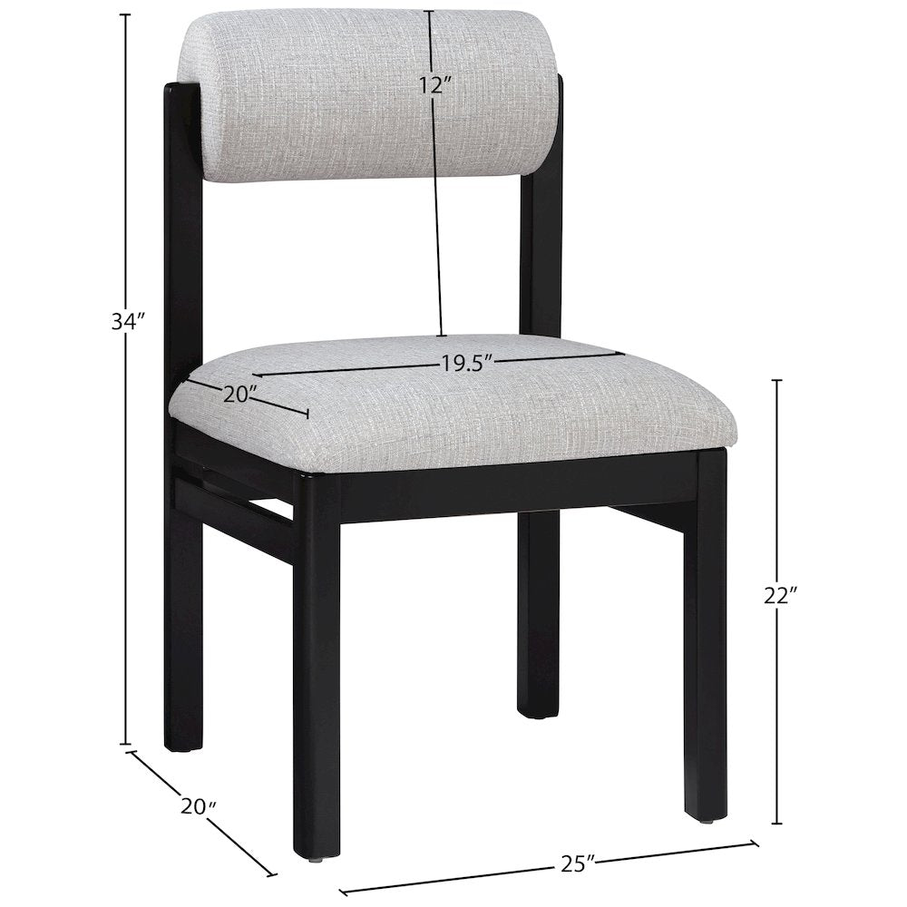Roundhill Grey Linen Textured Fabric Upholstered Dining Chair, Set of 2