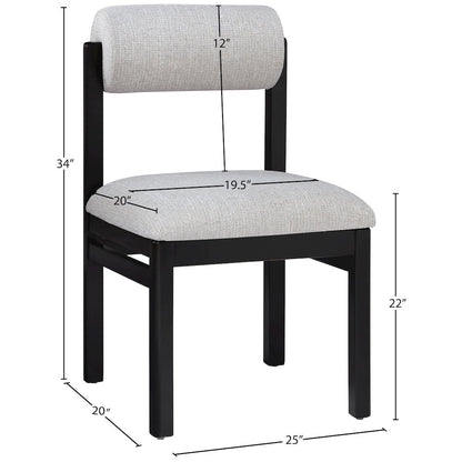 Roundhill Grey Linen Textured Fabric Upholstered Dining Chair, Set of 2