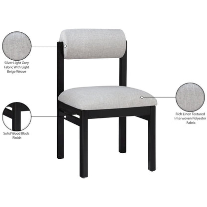 Roundhill Grey Linen Textured Fabric Upholstered Dining Chair, Set of 2