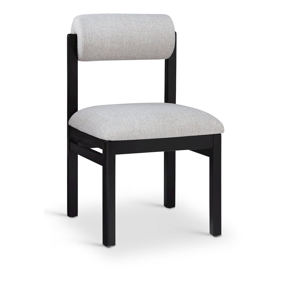 Roundhill Grey Linen Textured Fabric Upholstered Dining Chair, Set of 2