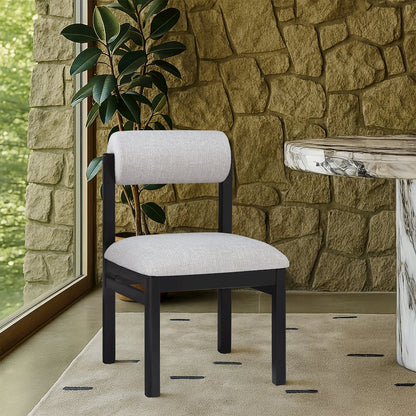 Roundhill Grey Linen Textured Fabric Upholstered Dining Chair, Set of 2