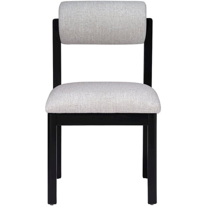 Roundhill Grey Linen Textured Fabric Upholstered Dining Chair, Set of 2