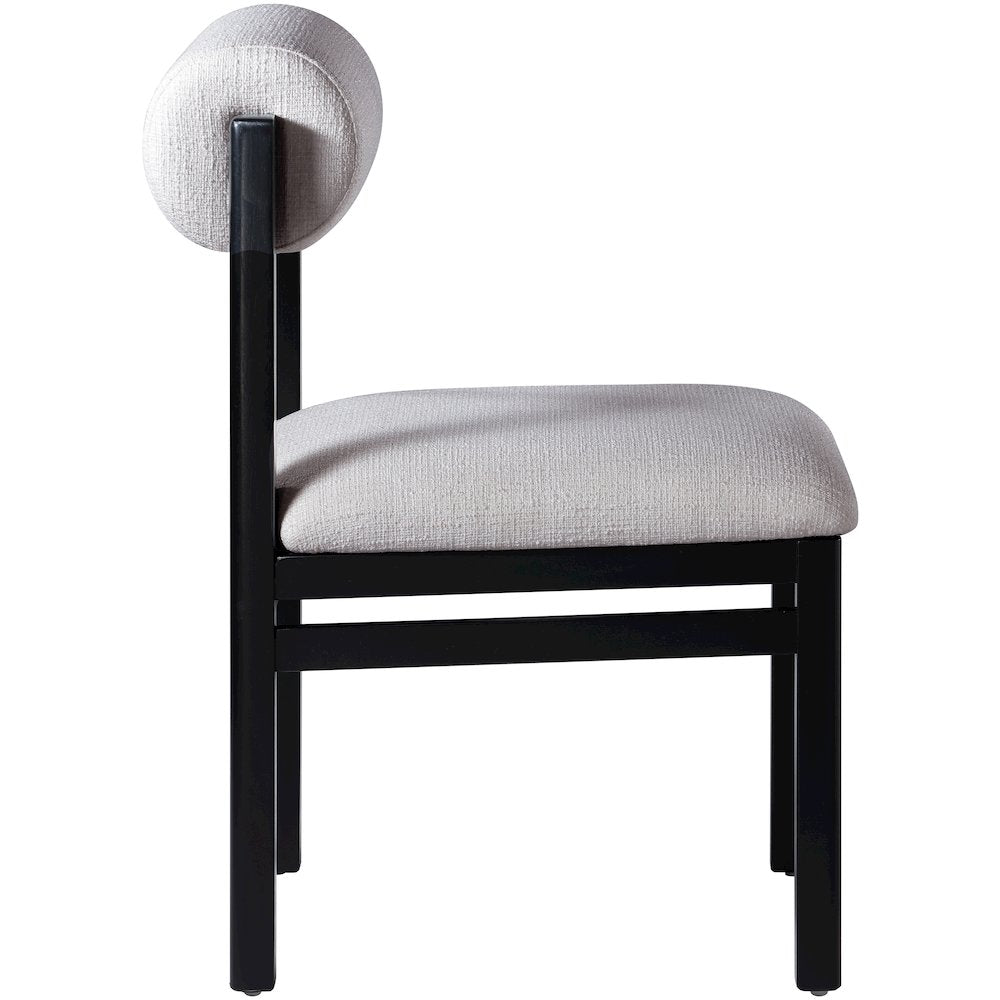 Roundhill Grey Linen Textured Fabric Upholstered Dining Chair, Set of 2
