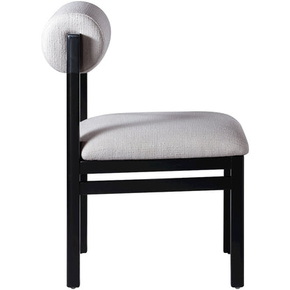 Roundhill Grey Linen Textured Fabric Upholstered Dining Chair, Set of 2