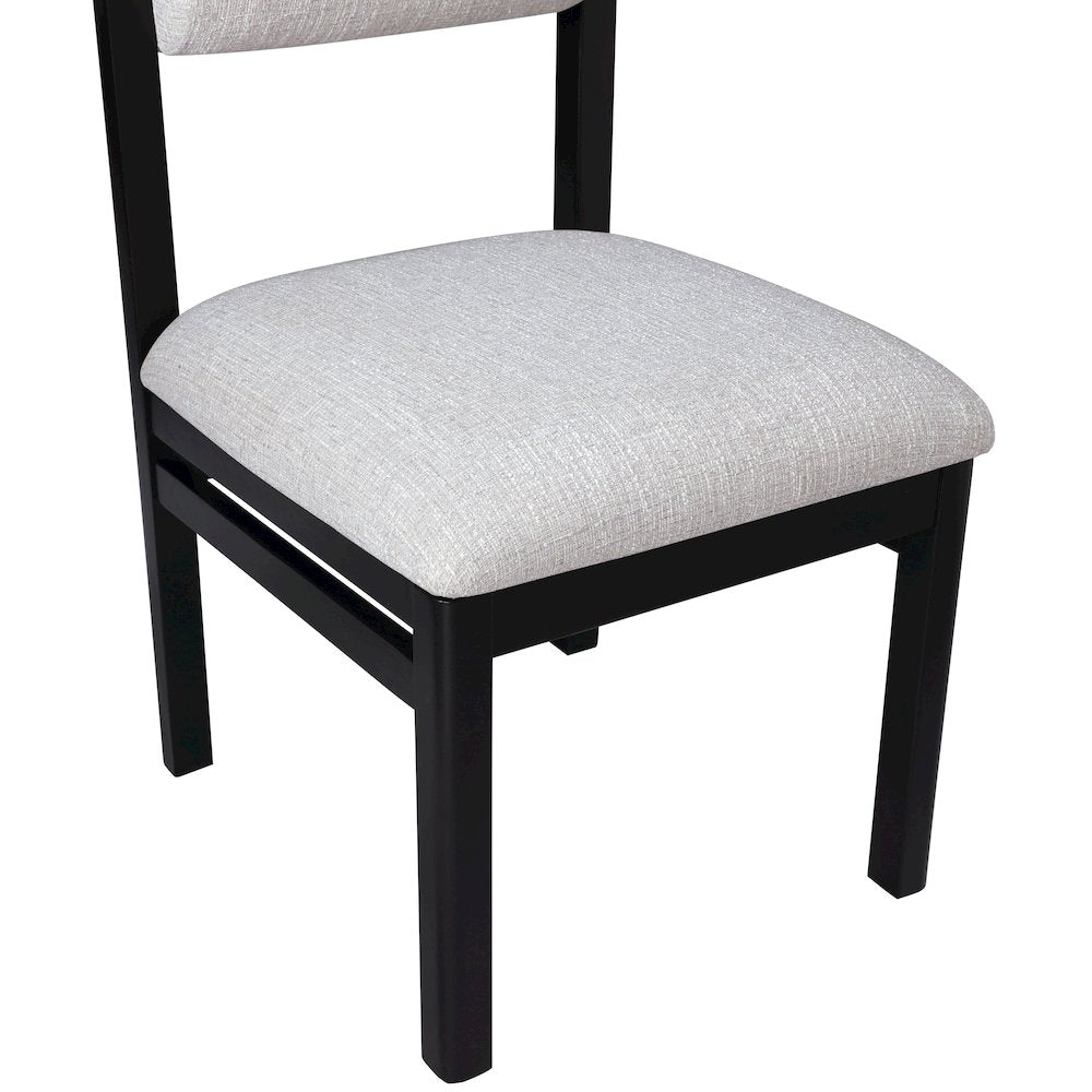 Roundhill Grey Linen Textured Fabric Upholstered Dining Chair, Set of 2