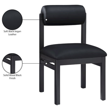 Roundhill Black Vegan Leather Upholstered Dining Chair, Set of 2